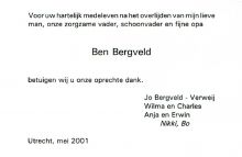 2001 Overlijden Bernardus Johannes Bergveld [1926 - 2001]